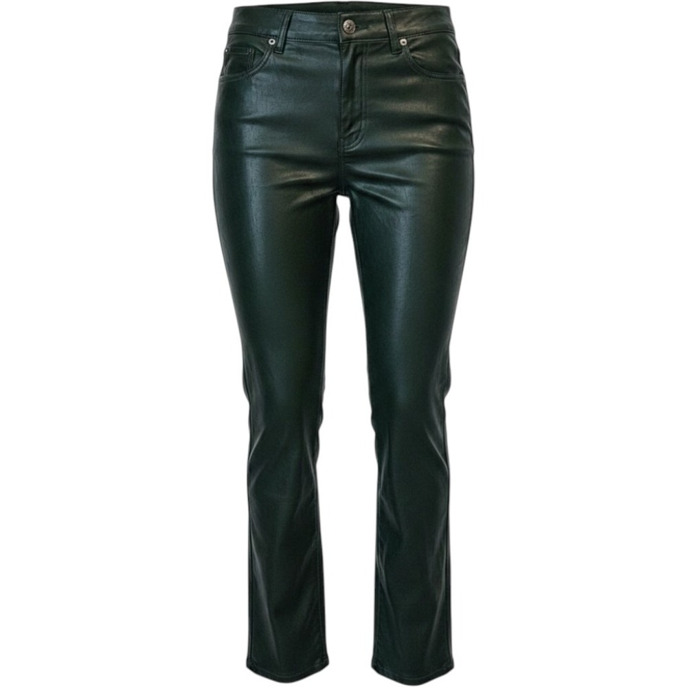 American Eagle Women's High-Rise Green Faux Leather Jeans Size 12 Stretch Pants